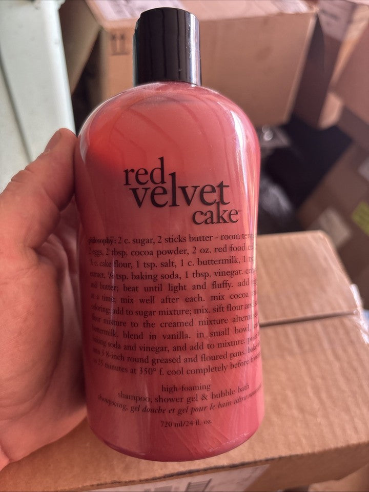 VINTAGE PHILOSOPHY RED VELVET CAKE 720ml 24fl Oz SHAMPOO,SHOWER GEL&BUBBLE BATH